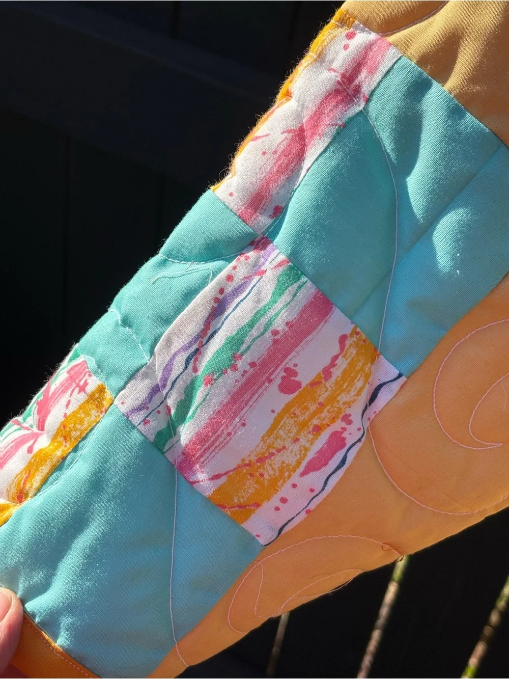 Colorful Patchwork Womans Hooded Jacket, upcycled - Picture 8 of 14